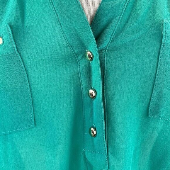 NWT My Michelle Sheer Green Blouse Top Size L - Picture 4 of 14